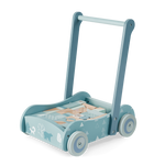 Bubble Wooden Baby Push Cart & Walker with 46 Building Blocks