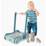 Bubble Wooden Baby Push Cart & Walker with 46 Building Blocks