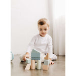 Bubble Wooden Baby Push Cart & Walker with 46 Building Blocks