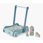 Bubble Wooden Baby Push Cart & Walker with 46 Building Blocks