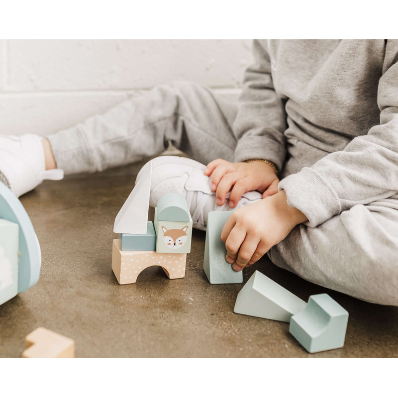 Bubble Wooden Baby Push Cart & Walker with 46 Building Blocks