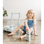 Bubble Wooden Baby Push Cart & Walker with 46 Building Blocks