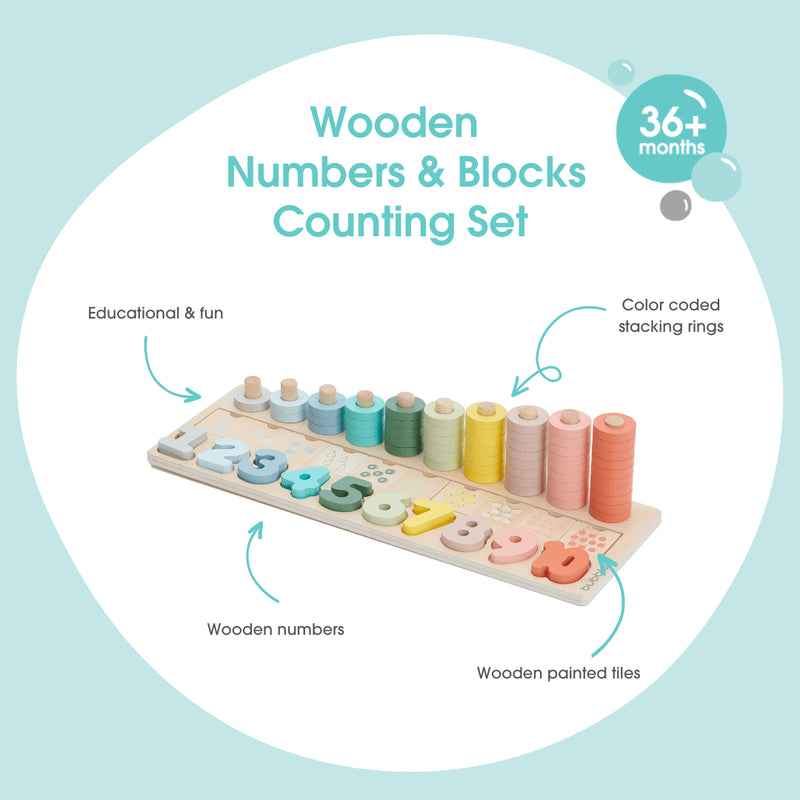 Bubble Wooden Numbers &amp; Blocks Counting Set